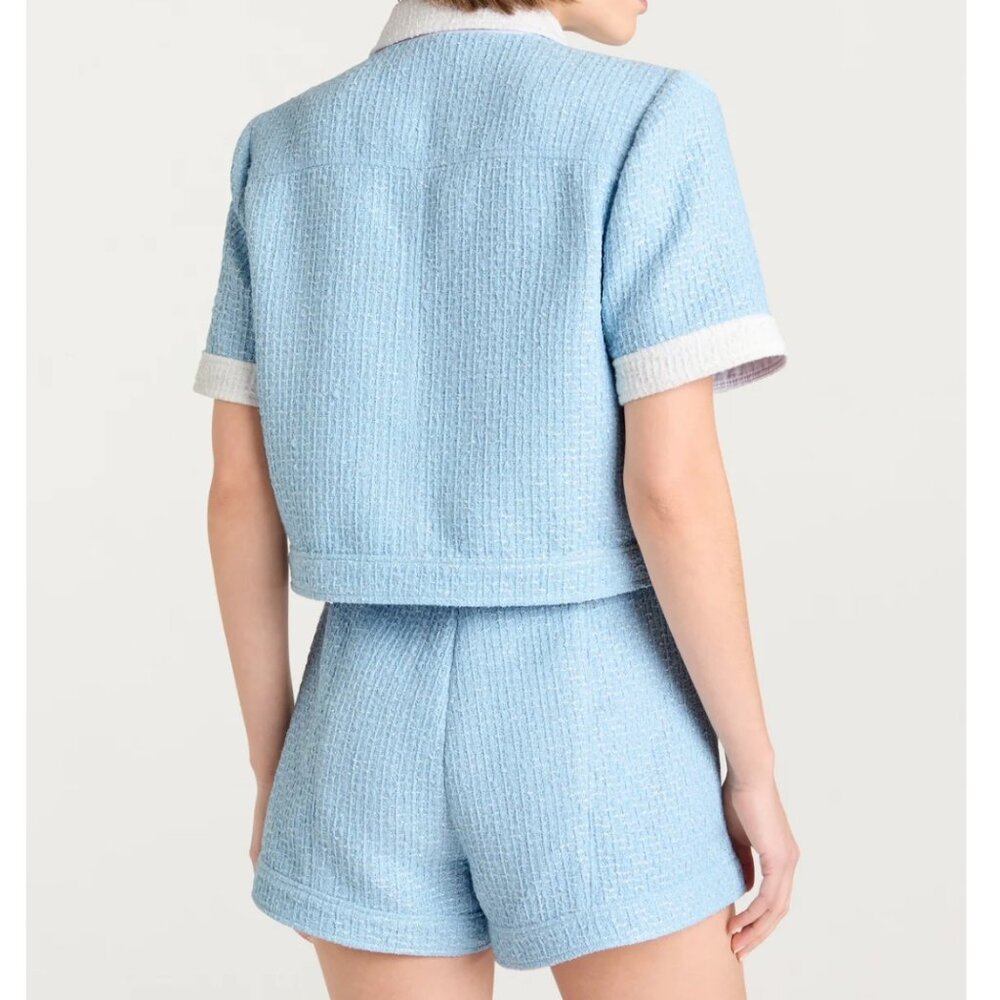 NWT Cinq a Sept 5a7 Nissy Jacket & Short Set of 2  Sky Blue/White Cocktail Party - Picture 6 of 10